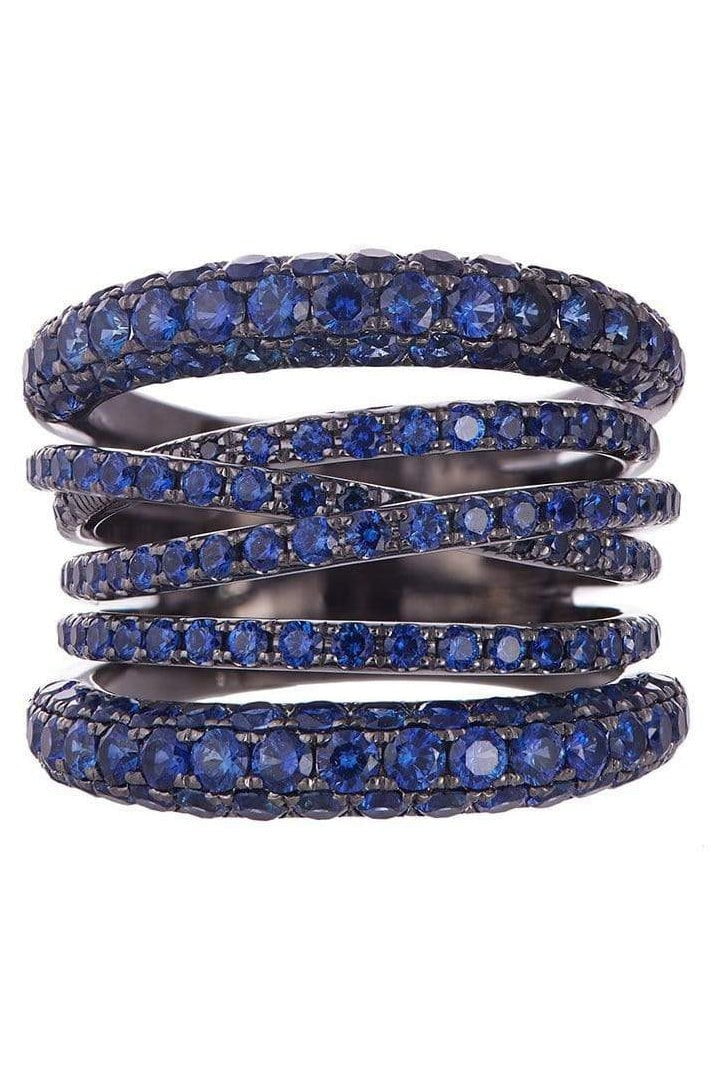 SIDNEY GARBER-Blue Sapphire Scribble Ring-BLACK GOLD