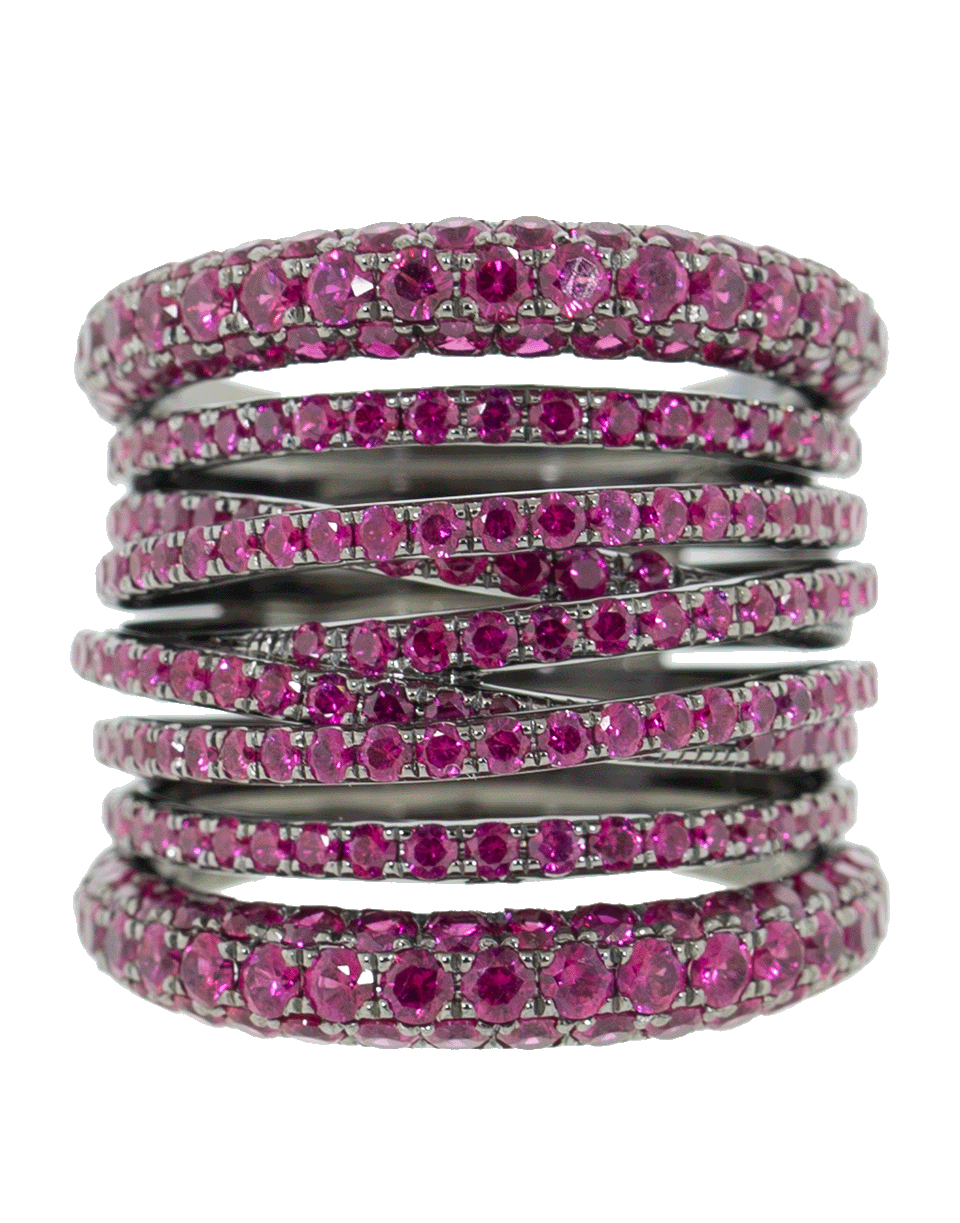 SIDNEY GARBER-Tall Ruby Scribble Ring-BLACK GOLD