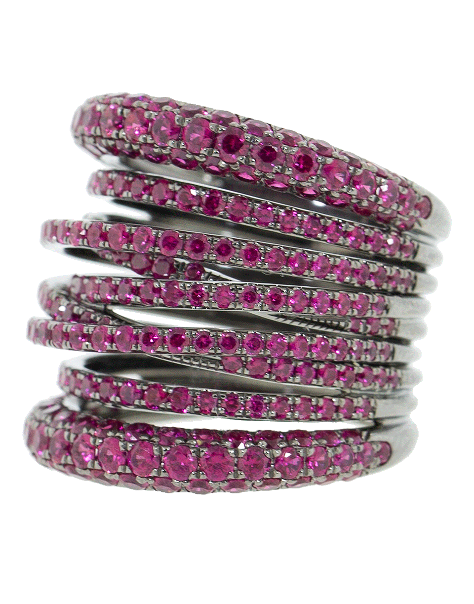 SIDNEY GARBER-Tall Ruby Scribble Ring-BLACK GOLD