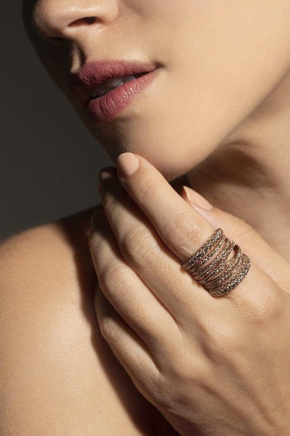 SIDNEY GARBER-Tall Cognac Diamond Scribble Ring-ROSE GOLD