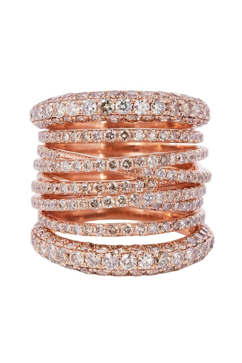 SIDNEY GARBER-Tall Cognac Diamond Scribble Ring-ROSE GOLD