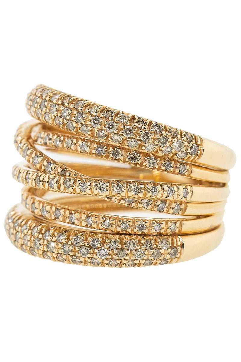 SIDNEY GARBER-Brown Diamond Pave Scribble Ring-ROSE GOLD