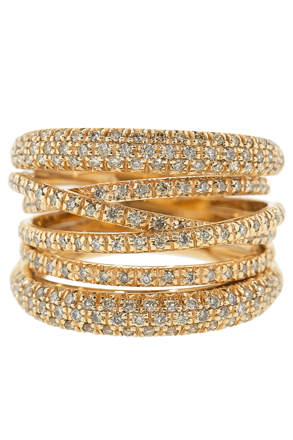 SIDNEY GARBER-Brown Diamond Pave Scribble Ring-ROSE GOLD