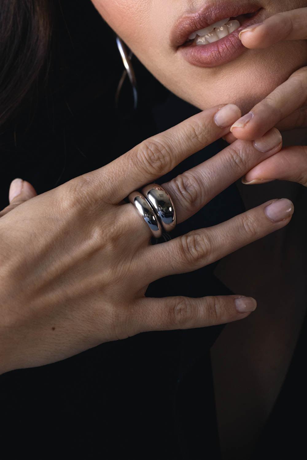 SIDNEY GARBER-French Dome Ring - 10mm-WHITE GOLD
