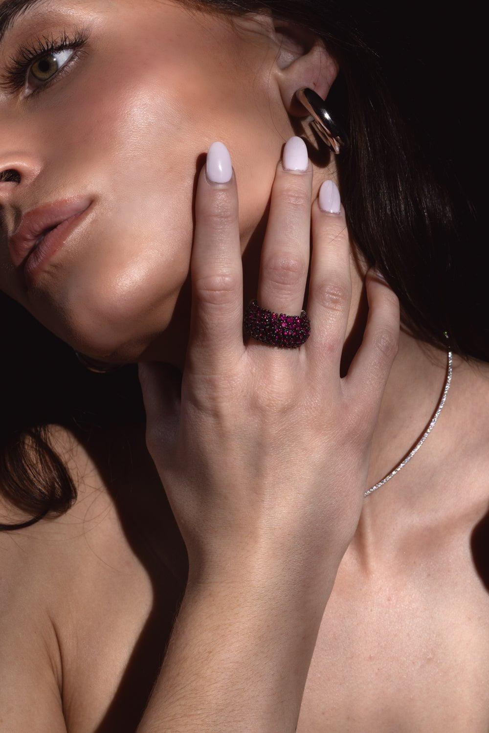 SIDNEY GARBER-Ruby Flex Ring - White Gold-WHITE GOLD