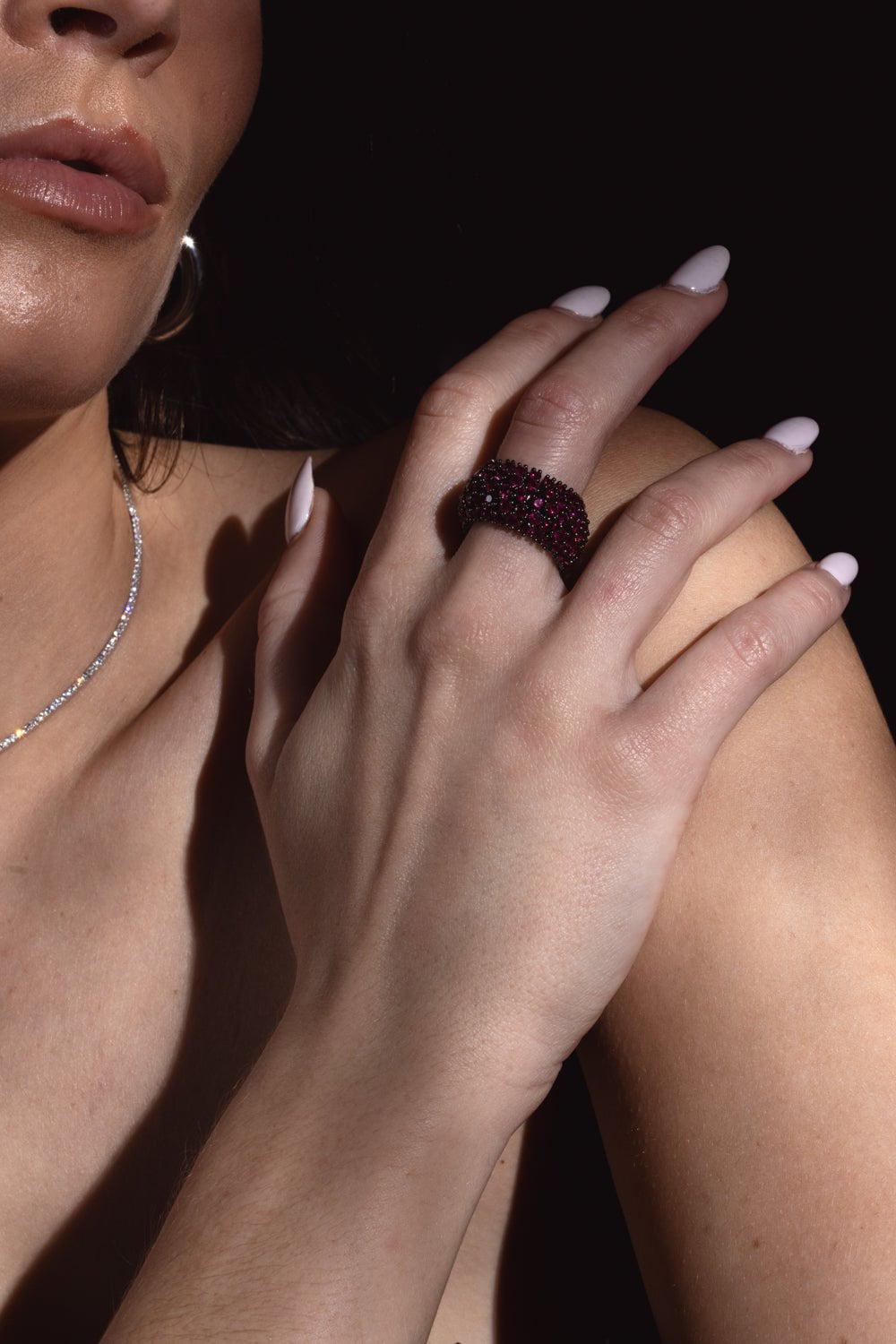 SIDNEY GARBER-Ruby Flex Ring - White Gold-WHITE GOLD