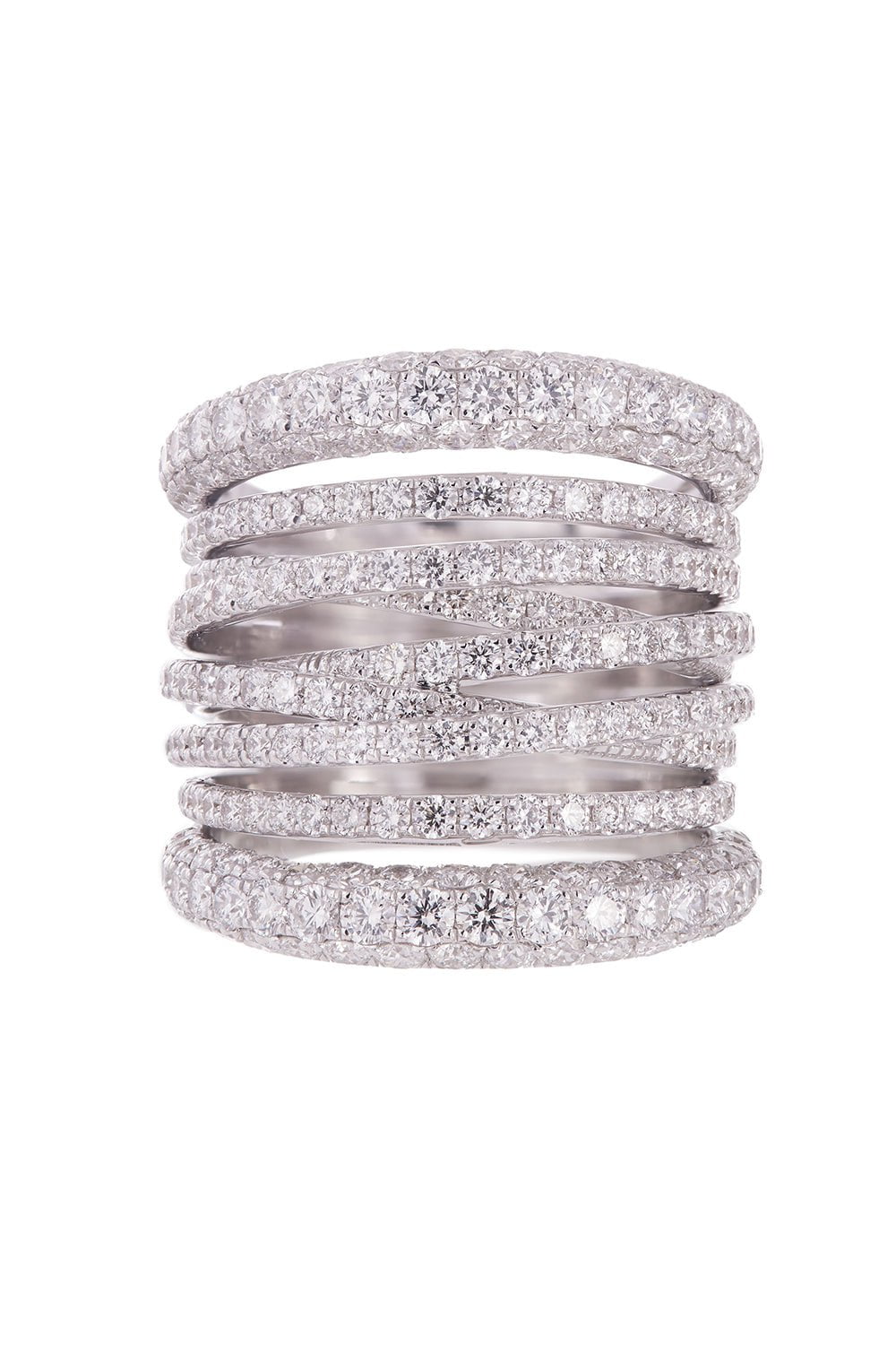 SIDNEY GARBER-Diamond Tall Scribble Ring-WHITE GOLD