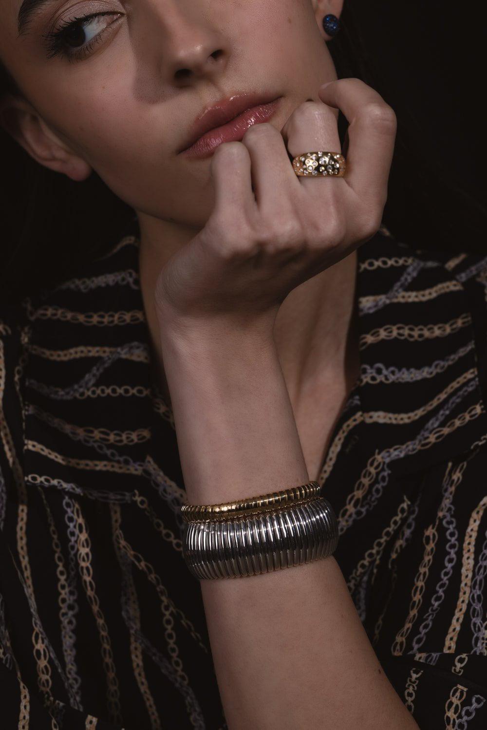 SIDNEY GARBER-Spotted Soft Volume Ring-YELLOW GOLD