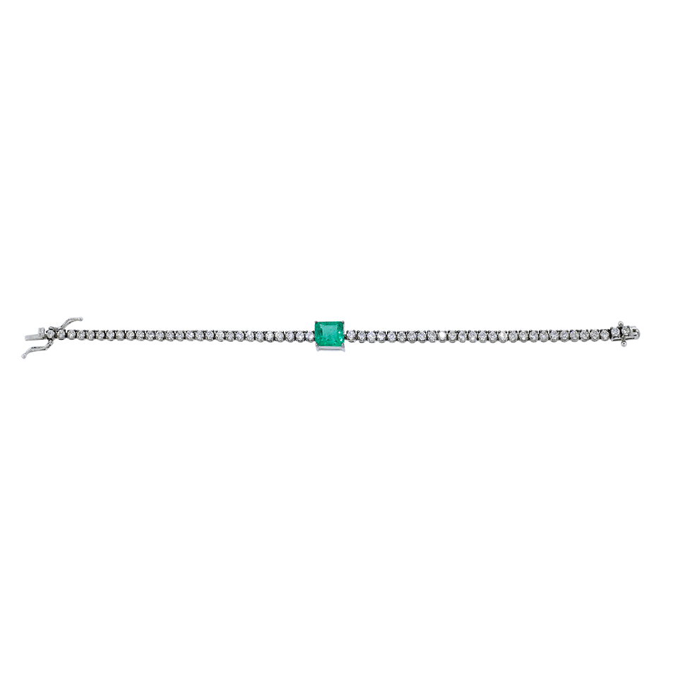 SILVIA FURMANOVICH-Emerald And Diamond Tennis Bracelet-WHITE GOLD