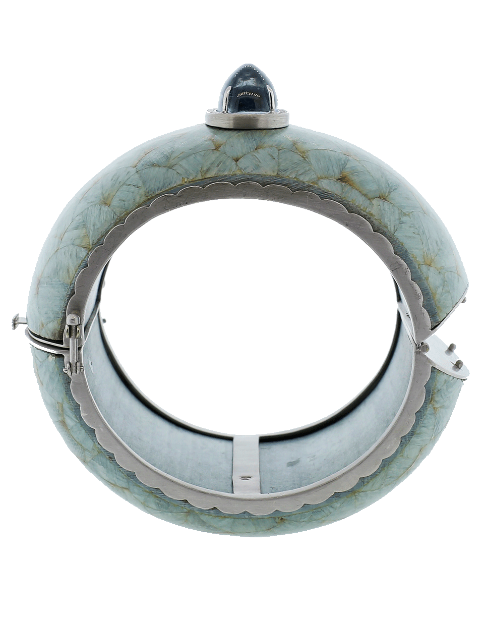 SILVIA FURMANOVICH-Marquetry Light Blue Cuff Bracelet-WHITE GOLD