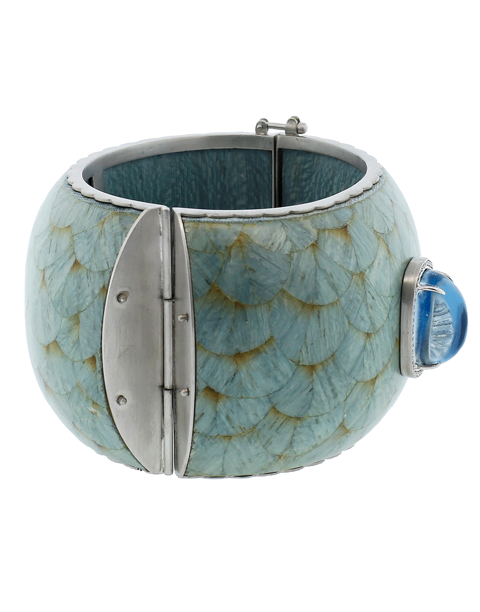 SILVIA FURMANOVICH-Marquetry Light Blue Cuff Bracelet-WHITE GOLD