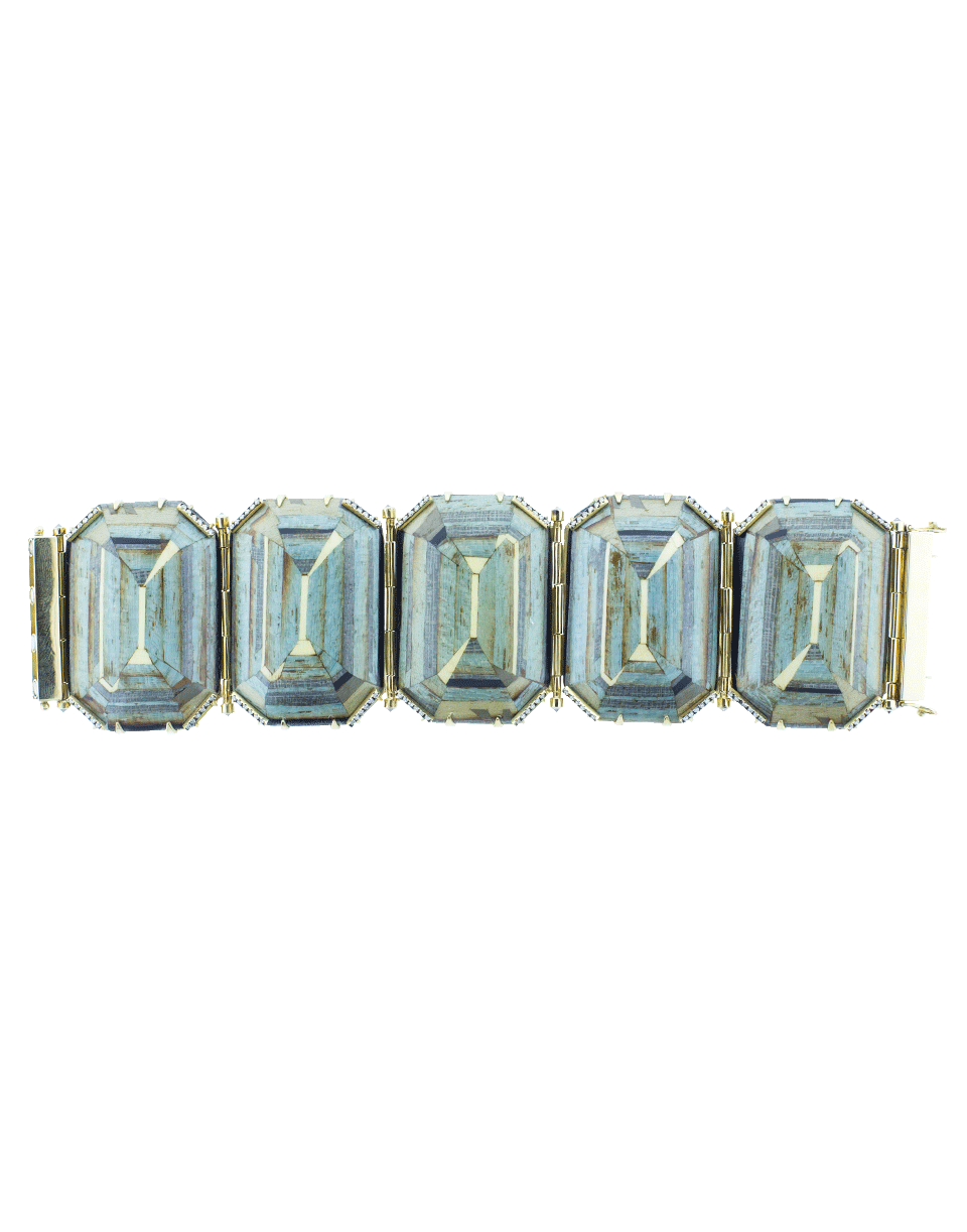 SILVIA FURMANOVICH-Marquetry Blue Geometric Bracelet-YELLOW GOLD
