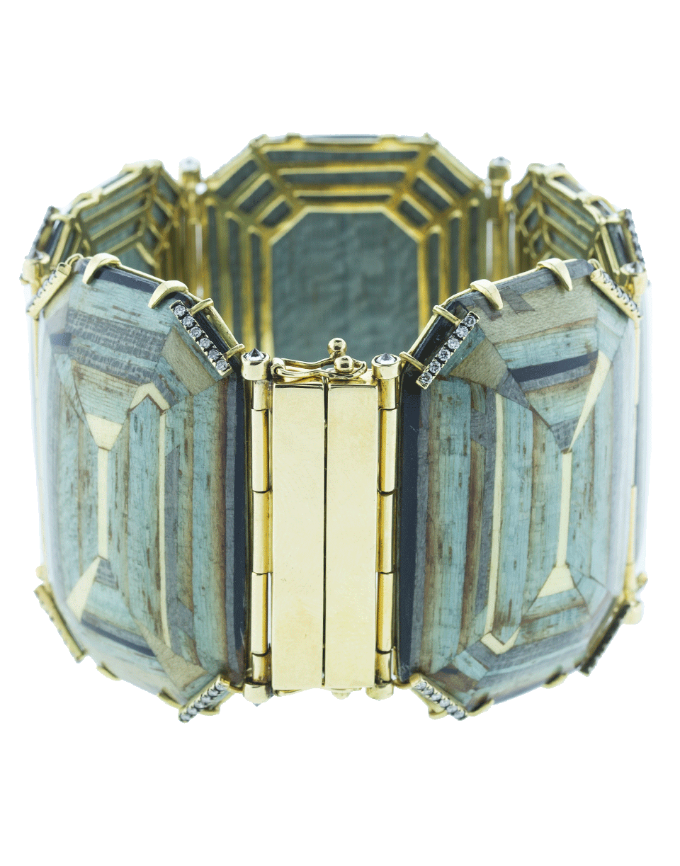 SILVIA FURMANOVICH-Marquetry Blue Geometric Bracelet-YELLOW GOLD