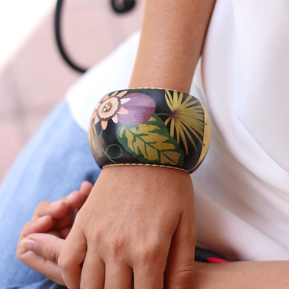 SILVIA FURMANOVICH-Marquetry Flower Bracelet-YELLOW GOLD