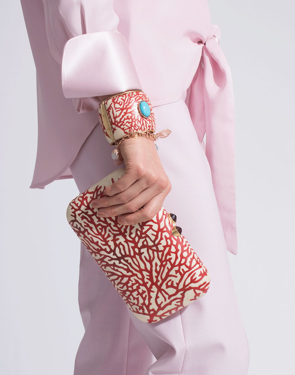 SILVIA FURMANOVICH-Marquetry Red Coral And Turquoise Bracelet-YELLOW GOLD