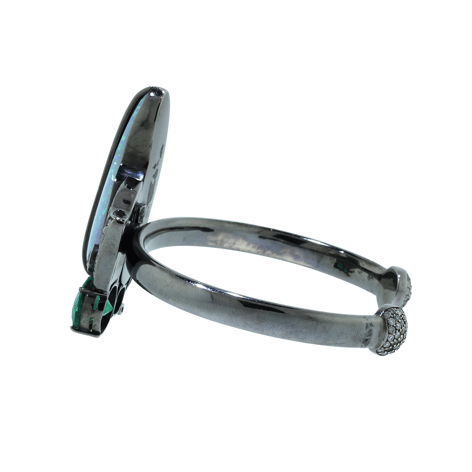 SILVIA FURMANOVICH-Emerald And Opal Cuff-BLACK GOLD