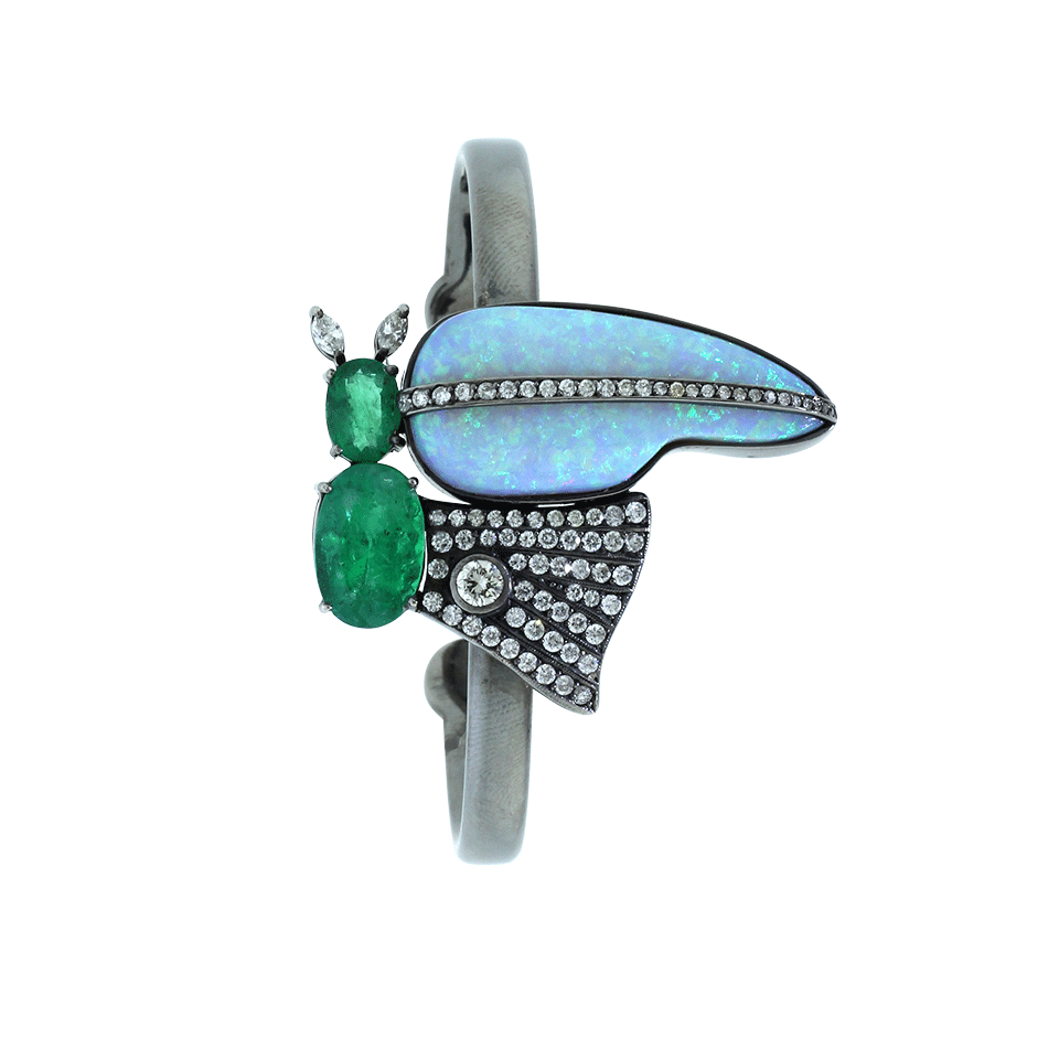 SILVIA FURMANOVICH-Emerald And Opal Cuff-BLACK GOLD