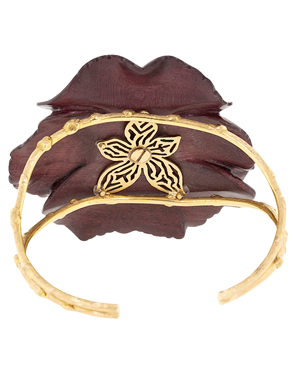 SILVIA FURMANOVICH-Sculptural Botanical Purple Carved Flower Bracelet-ROSE GOLD