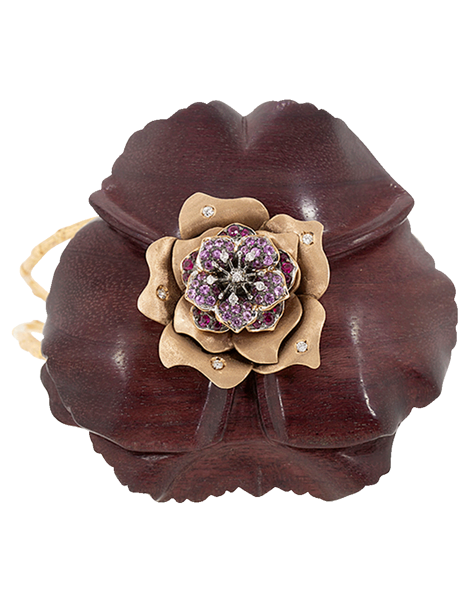 SILVIA FURMANOVICH-Sculptural Botanical Purple Carved Flower Bracelet-ROSE GOLD
