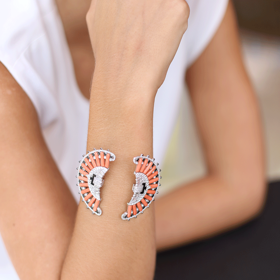 SILVIA FURMANOVICH-Coral Fan Cuff-WHITE GOLD