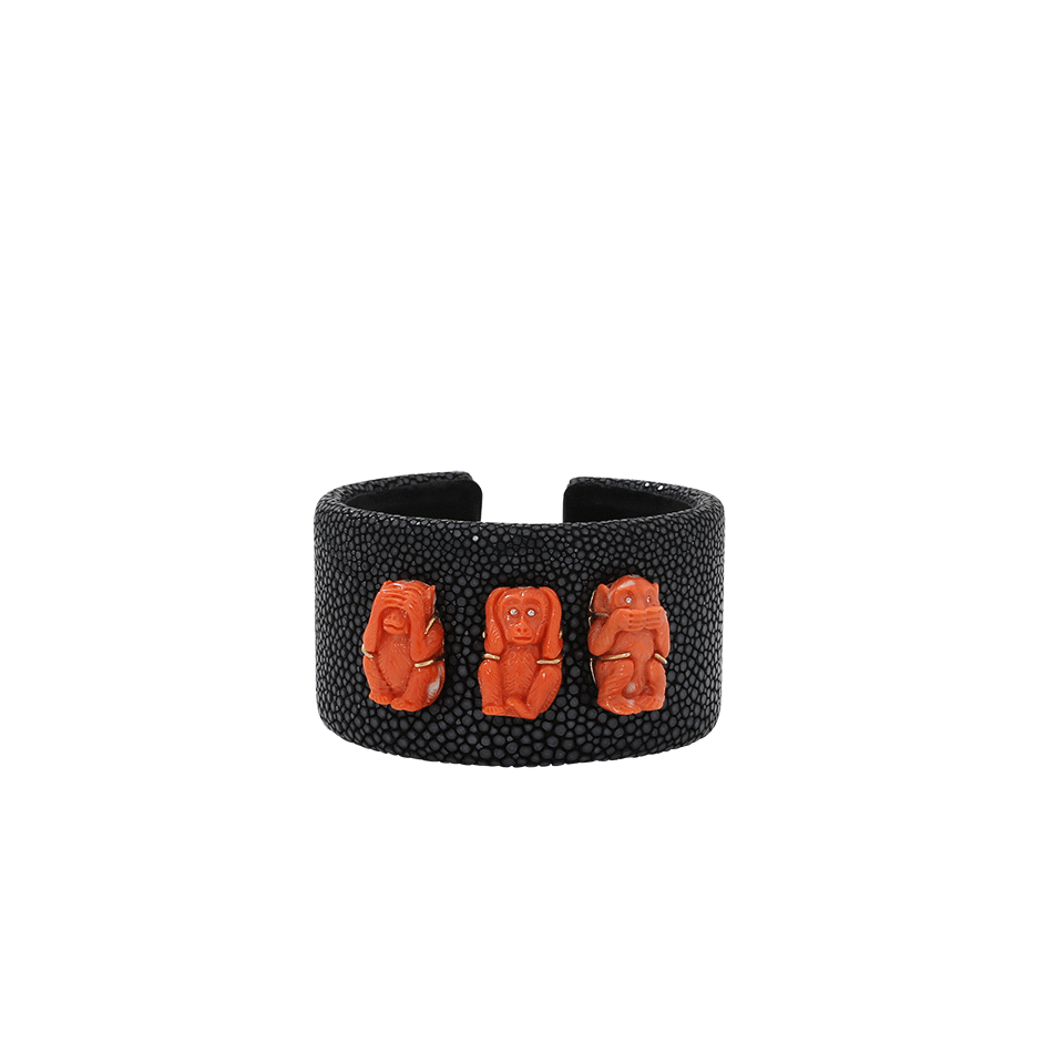 SILVIA FURMANOVICH-Carved Monkey Cuff-YELLOW GOLD