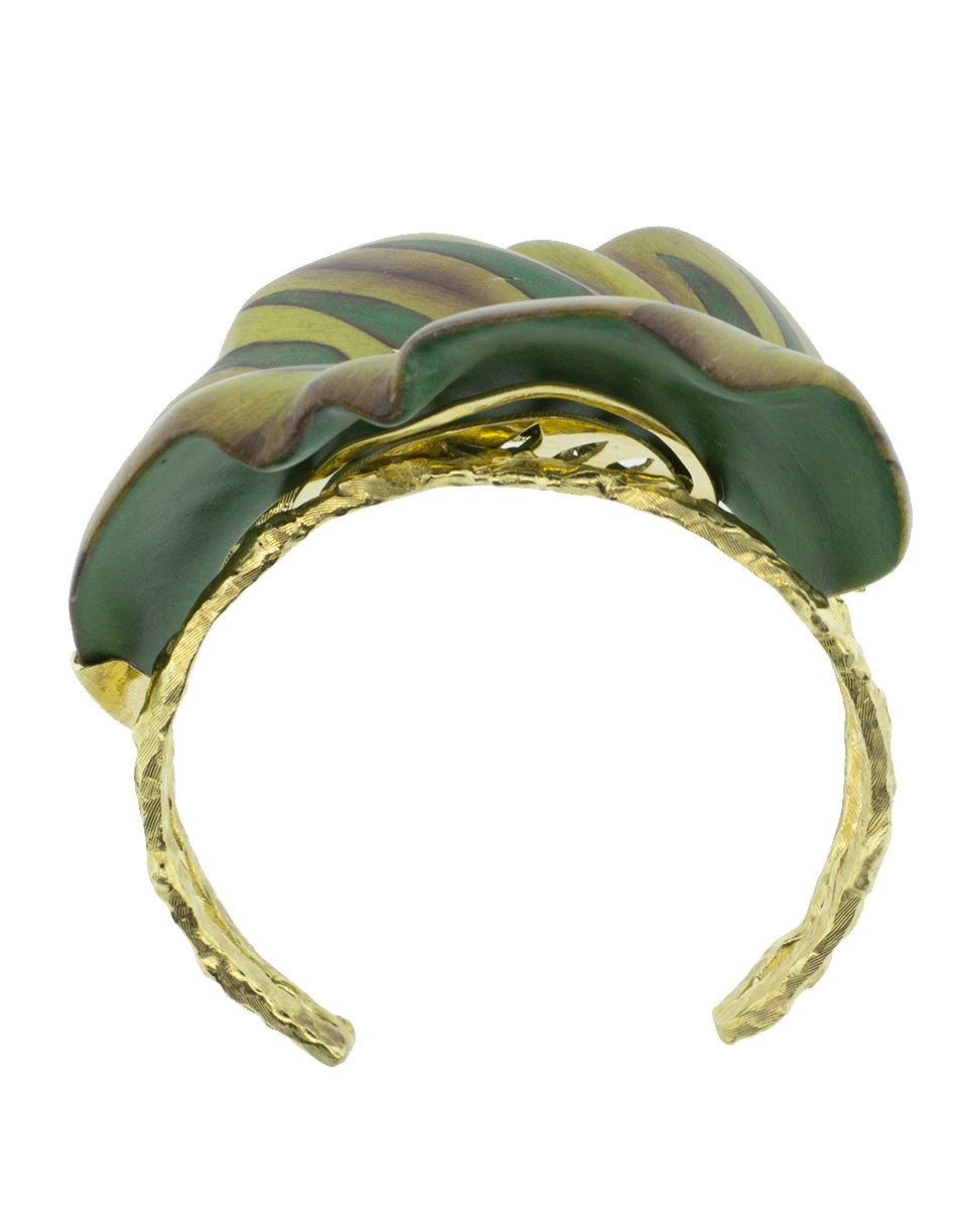 SILVIA FURMANOVICH-Sculptural Botanical Marquetry Leaf Bracelet-YELLOW GOLD