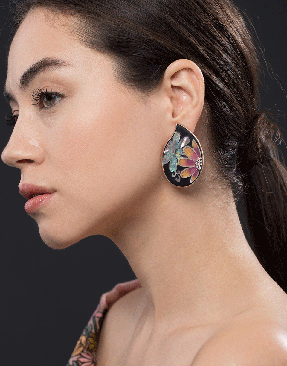SILVIA FURMANOVICH-Handpainted Flower Earrings-ROSE GOLD