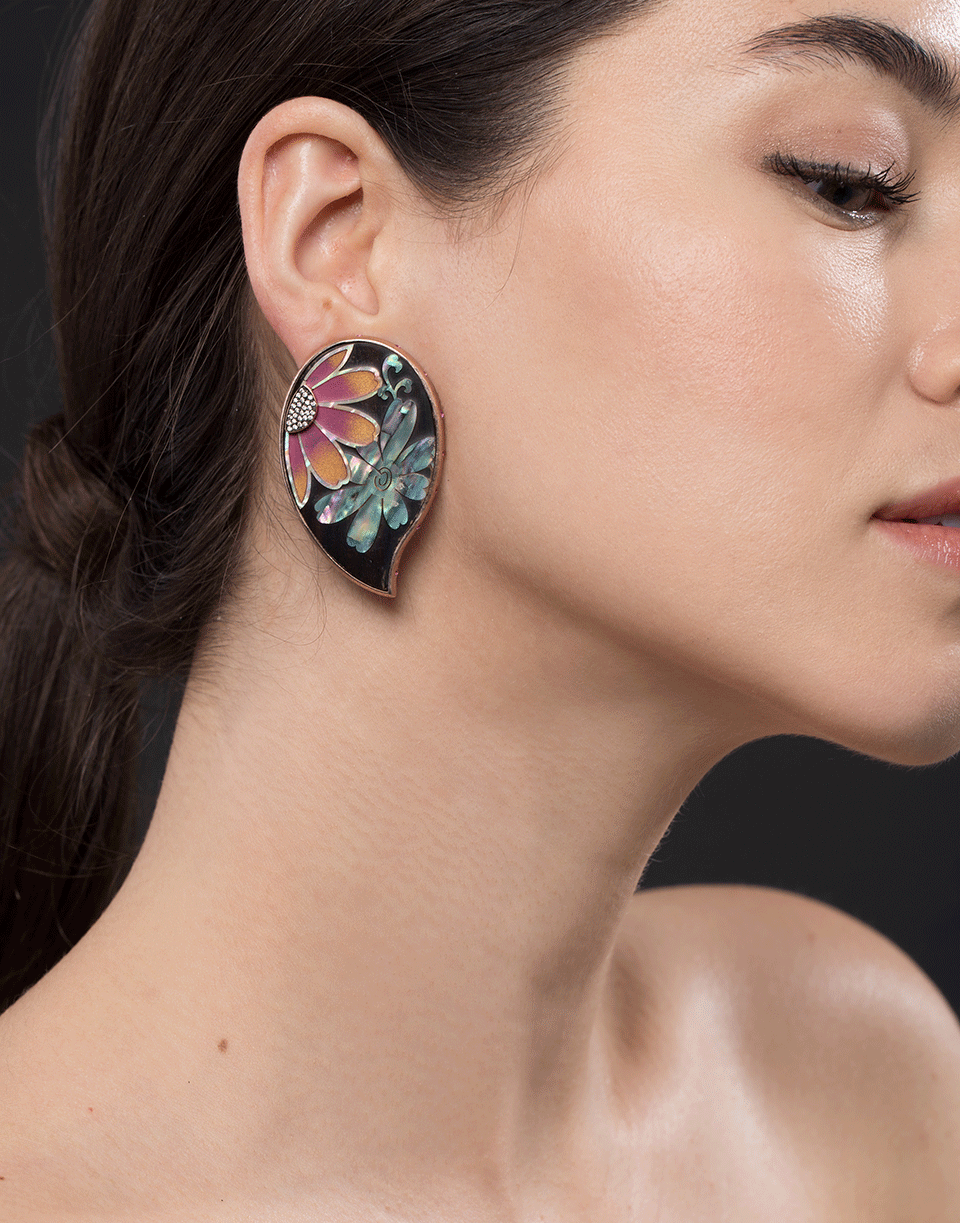 SILVIA FURMANOVICH-Handpainted Flower Earrings-ROSE GOLD