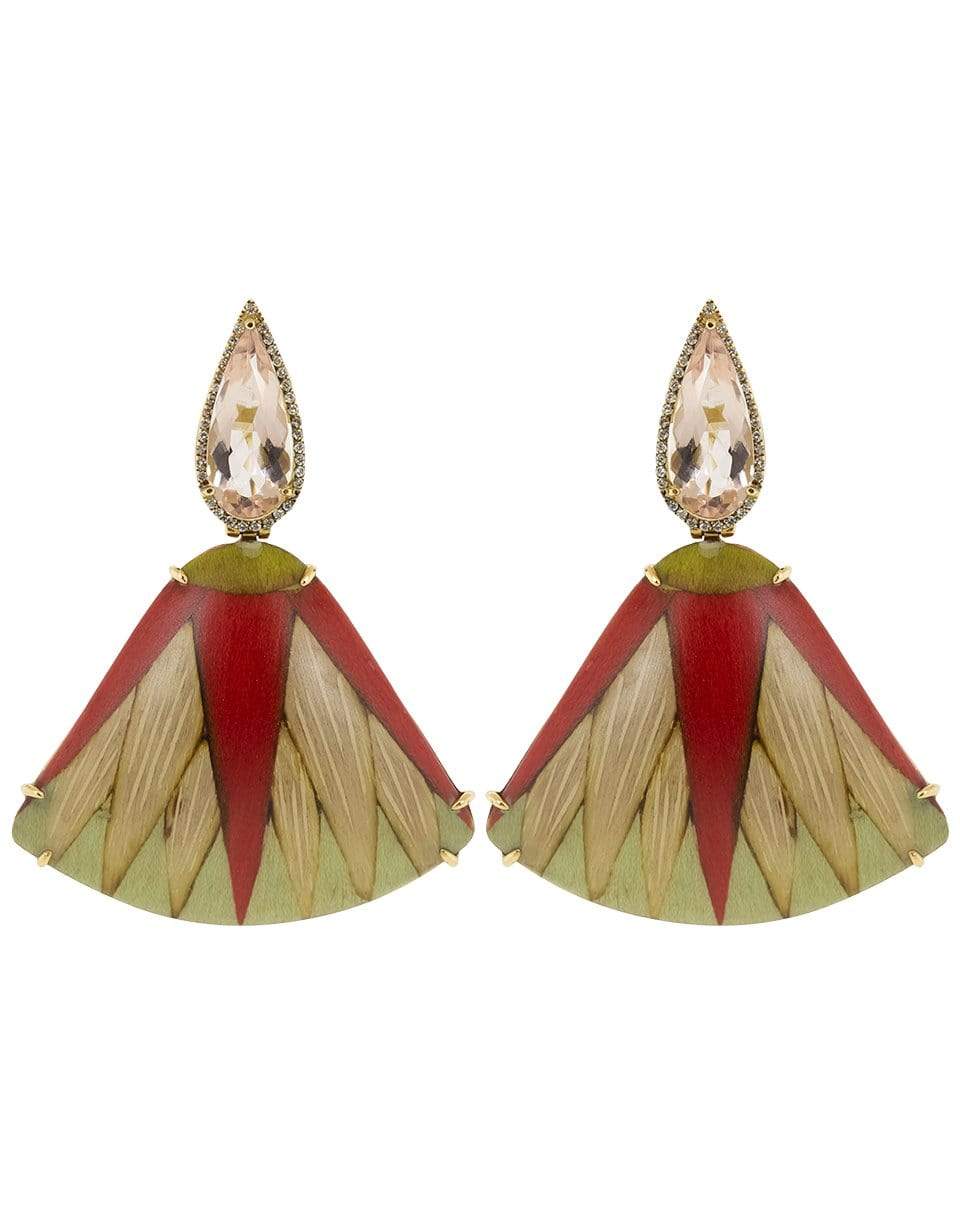 SILVIA FURMANOVICH-Marquetry Red Leaf Diamond and Morganite Earrings-ROSE GOLD