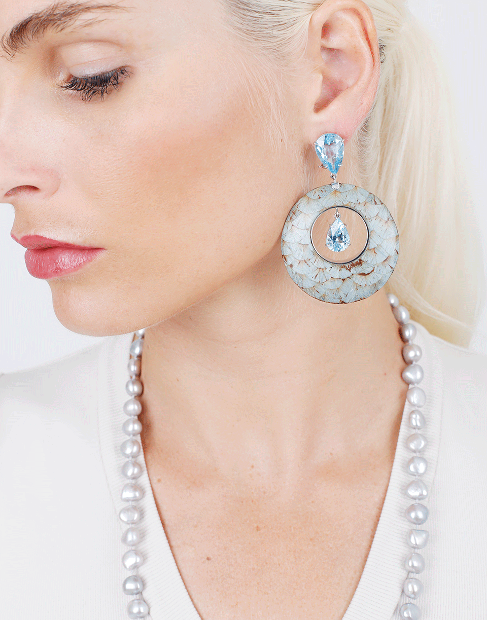SILVIA FURMANOVICH-Blue Marquetry Topaz Earrings-WHITE GOLD
