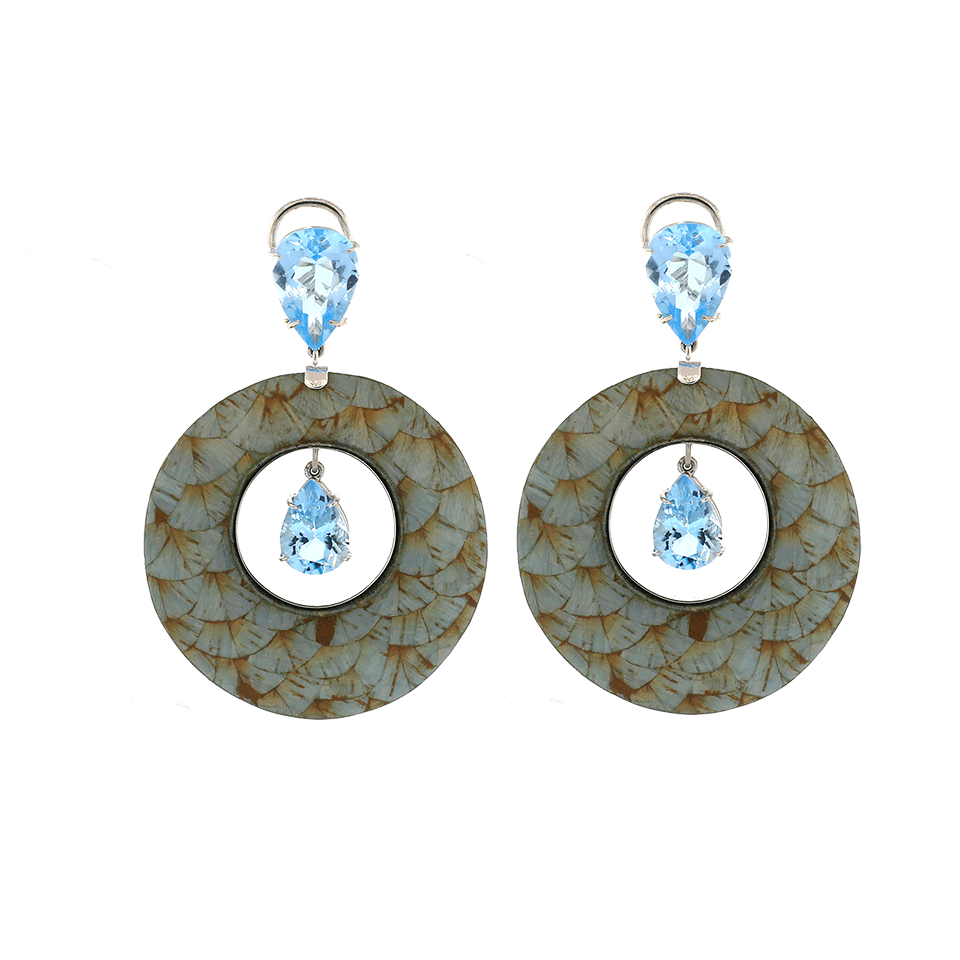 SILVIA FURMANOVICH-Blue Marquetry Topaz Earrings-WHITE GOLD