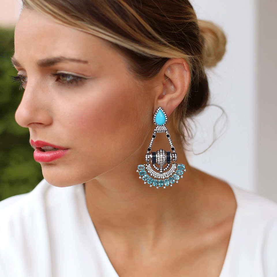SILVIA FURMANOVICH-Turquoise And Diamond Earrings-WHITE GOLD