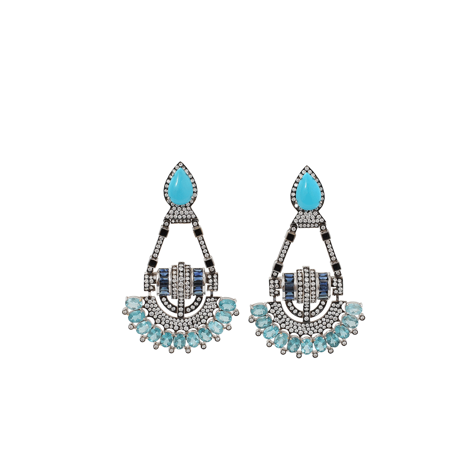 SILVIA FURMANOVICH-Turquoise And Diamond Earrings-WHITE GOLD