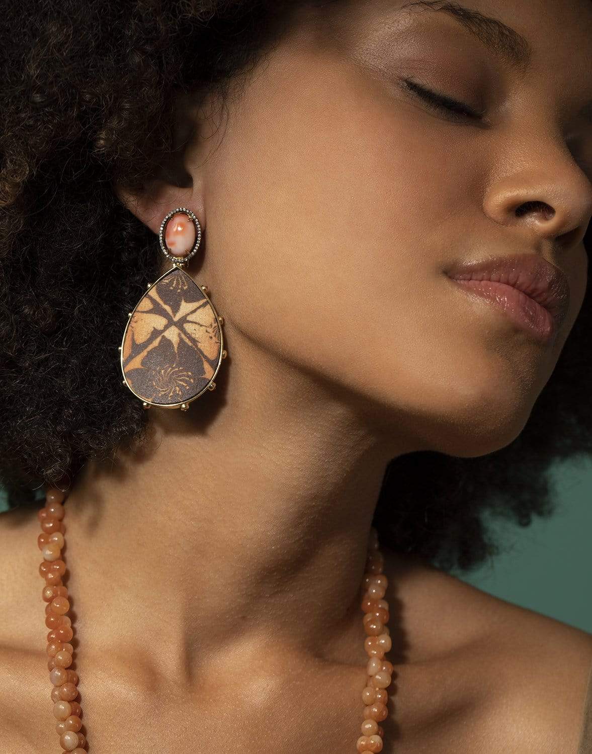 SILVIA FURMANOVICH-Angelskin Coral and Orange Sapphire Earrings-YELLOW GOLD