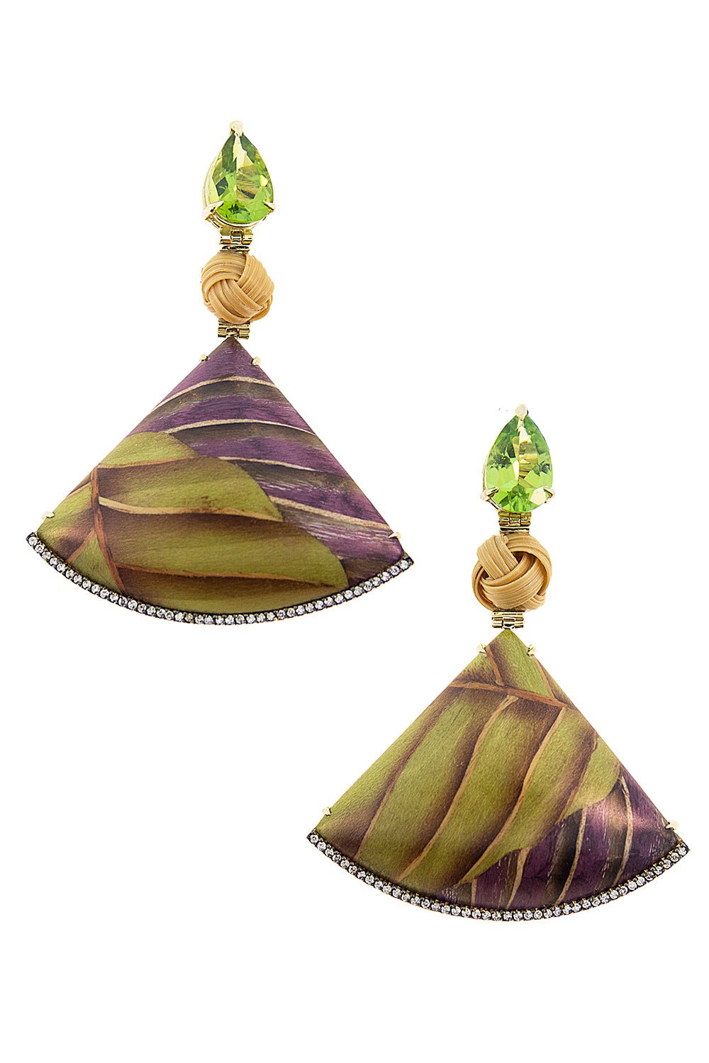 SILVIA FURMANOVICH-Bamboo Marquetry Earrings-YELLOW GOLD