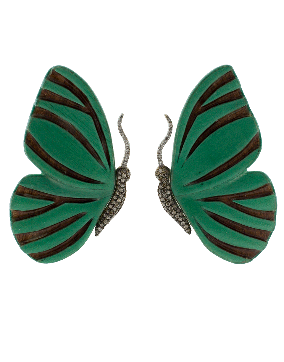 SILVIA FURMANOVICH-Botanical Marquetry Butterfly Earrings-YELLOW GOLD
