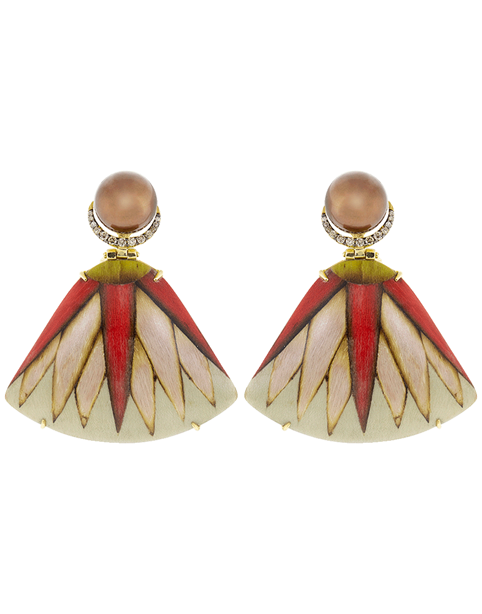 SILVIA FURMANOVICH-Brown Diamond and Pearl Marquetry Earrings-YELLOW GOLD