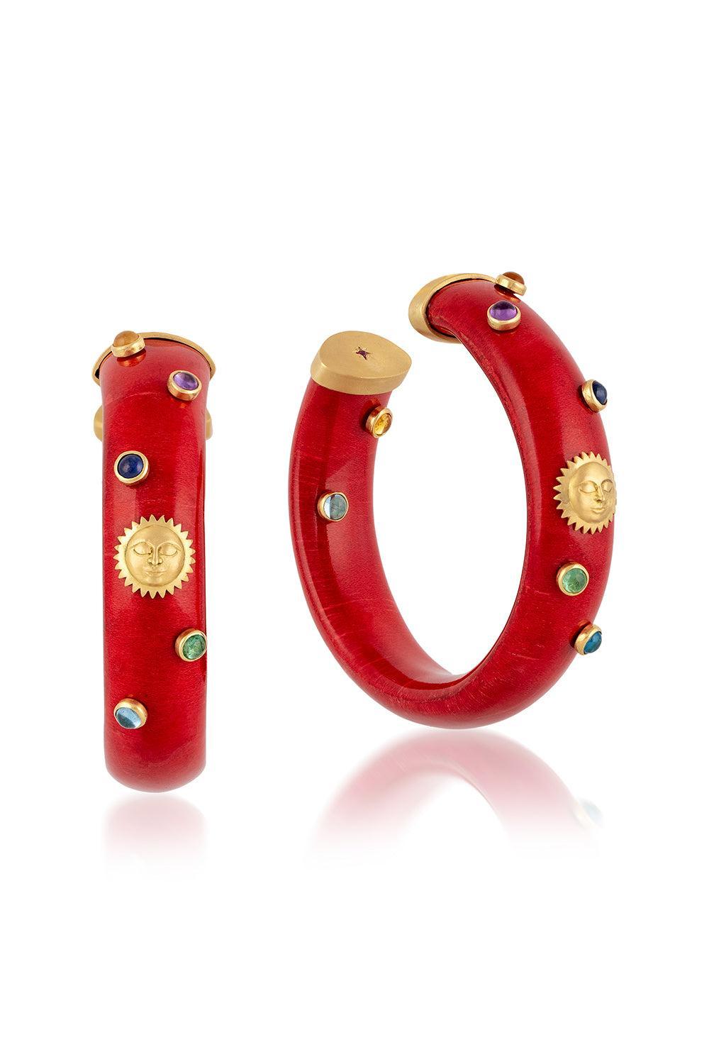 Celestial Marquetry Hoop Earrings-YELLOW GOLD-JEWELRYFINE JEWELEARRING-SILVIA FURMANOVICH