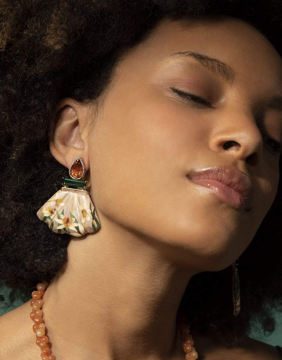 SILVIA FURMANOVICH-Citrine, Green Tourmaline Marquetry Earrings-YELLOW GOLD