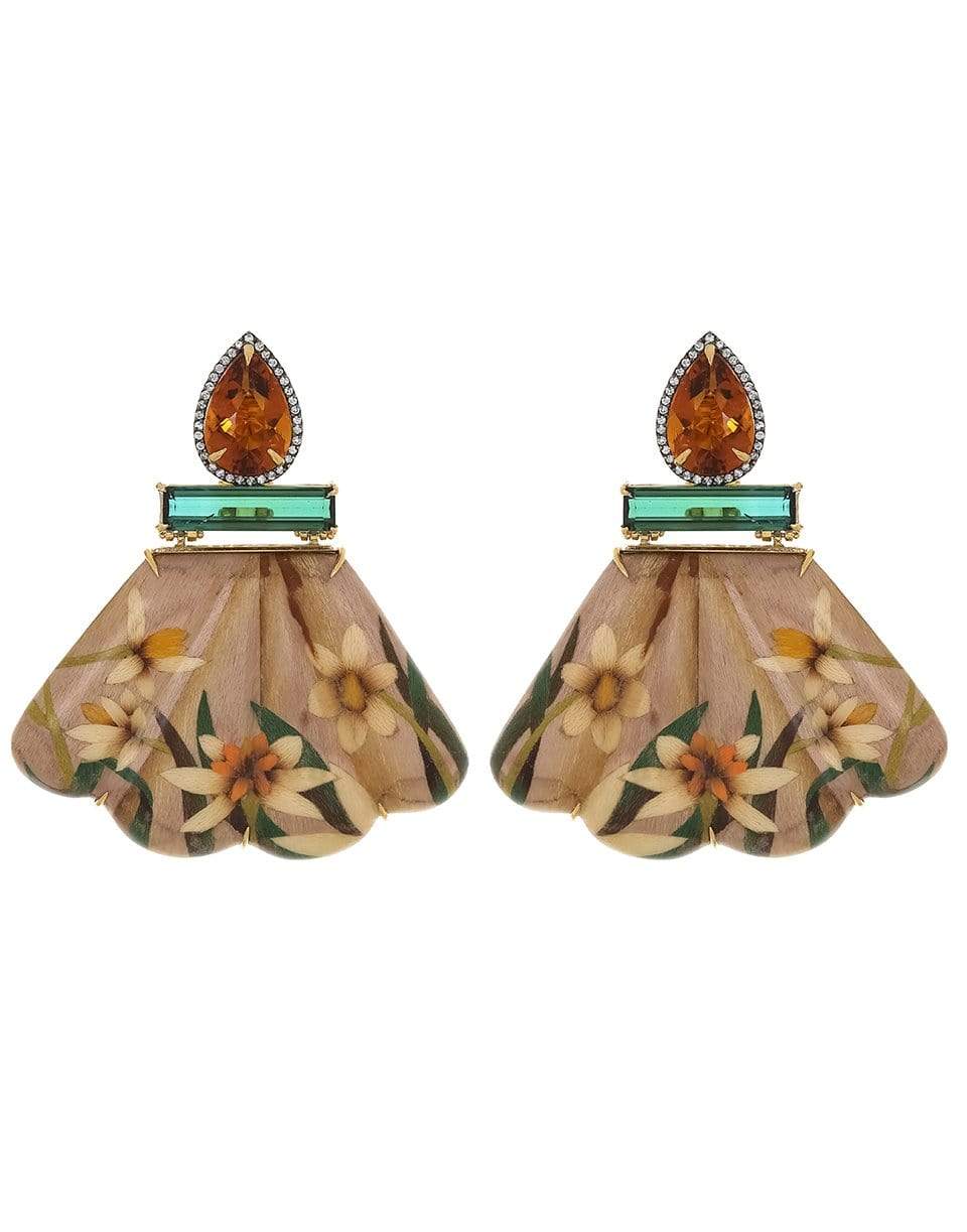 SILVIA FURMANOVICH-Citrine, Green Tourmaline Marquetry Earrings-YELLOW GOLD