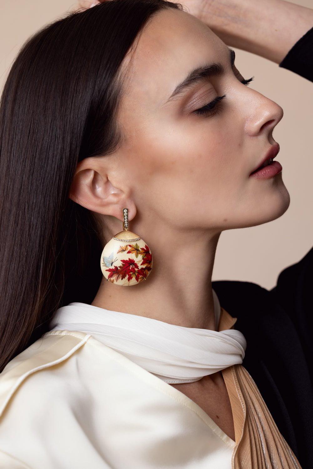SILVIA FURMANOVICH-Diamond Marquetry Earrings-YELLOW GOLD