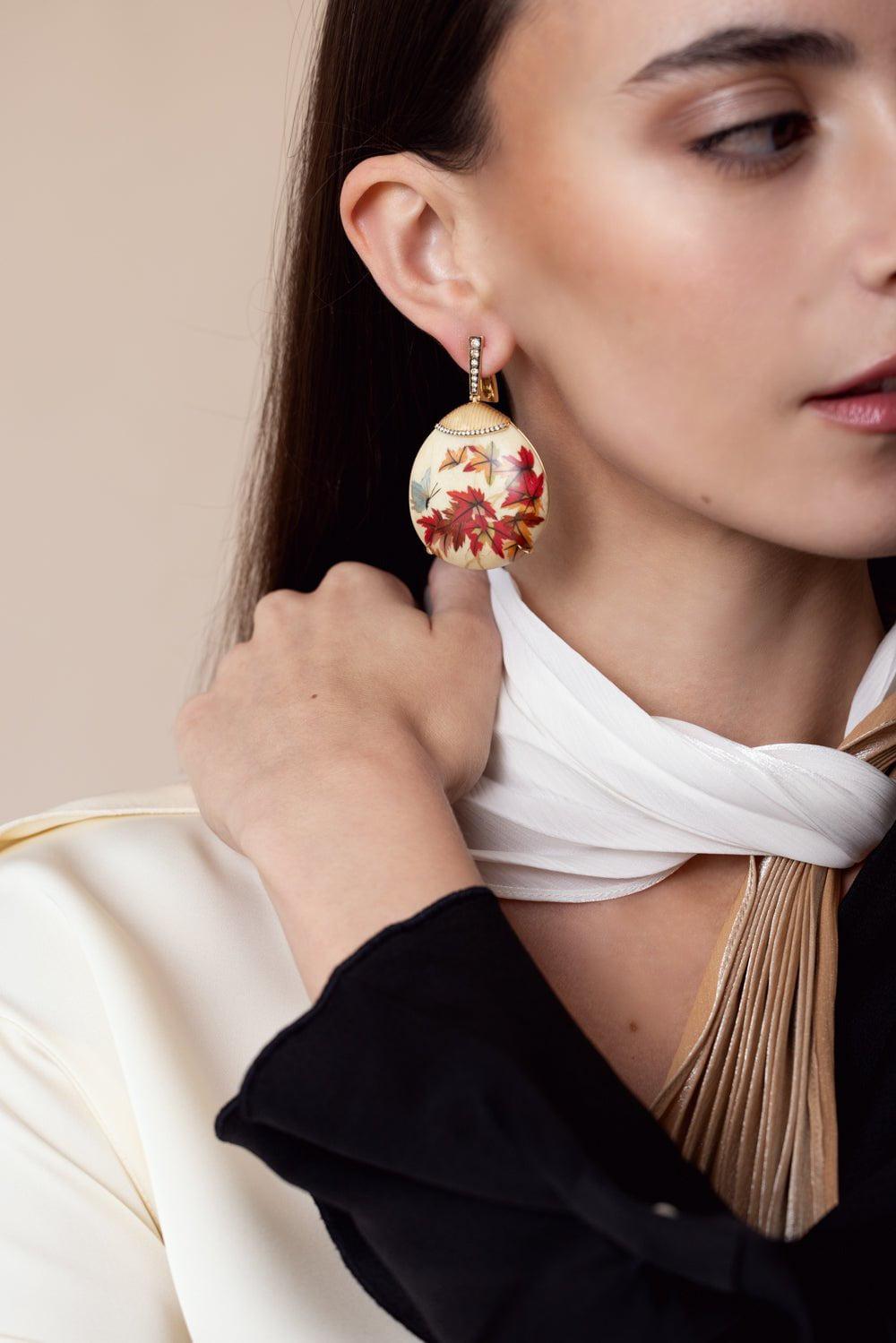 SILVIA FURMANOVICH-Diamond Marquetry Earrings-YELLOW GOLD