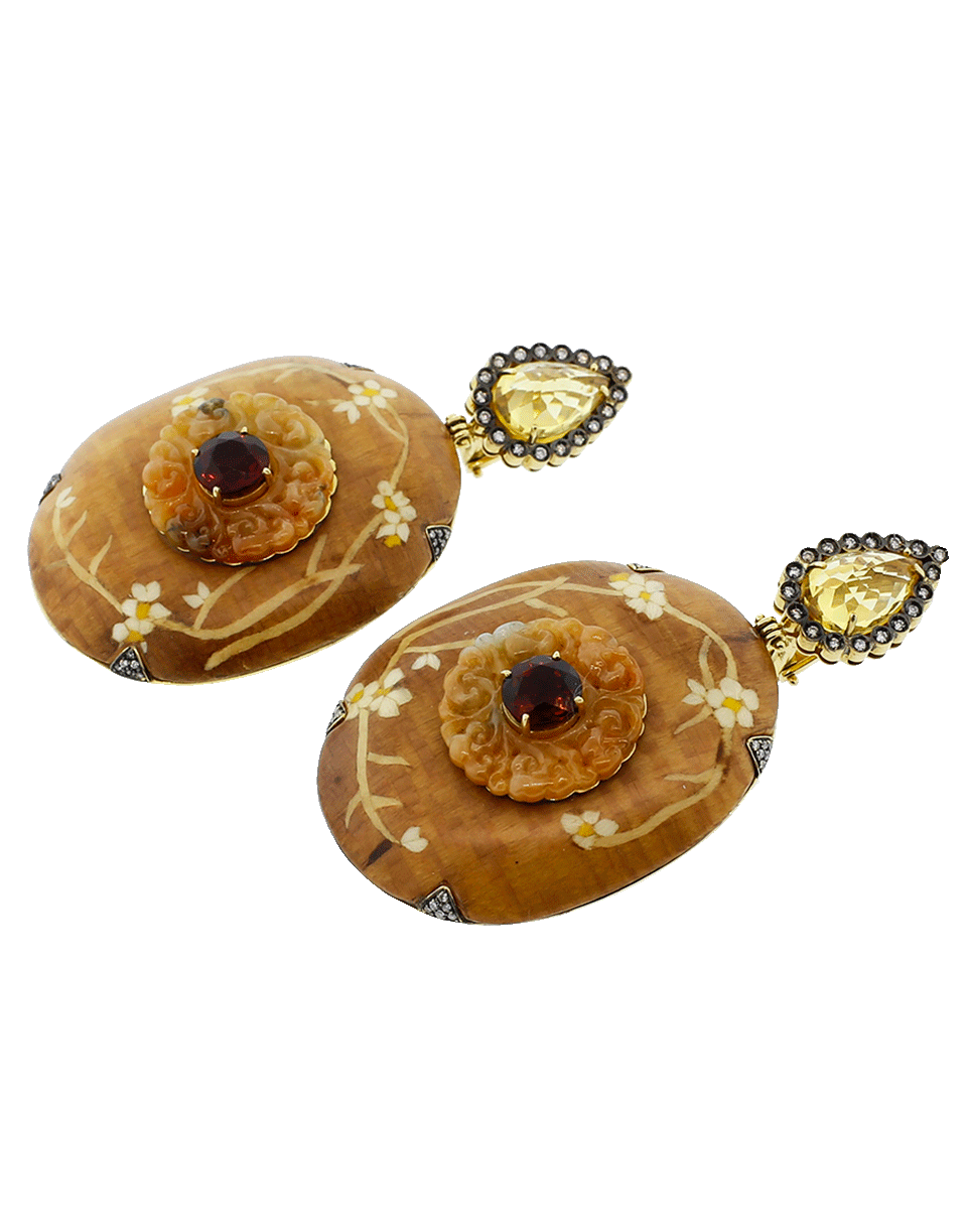 SILVIA FURMANOVICH-Marquetry Floral Earrings-YELLOW GOLD