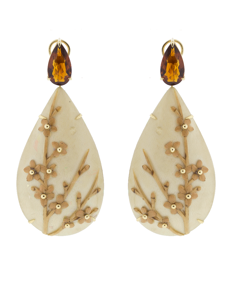 SILVIA FURMANOVICH-Marquetry Flower Citrine Earrings-YELLOW GOLD