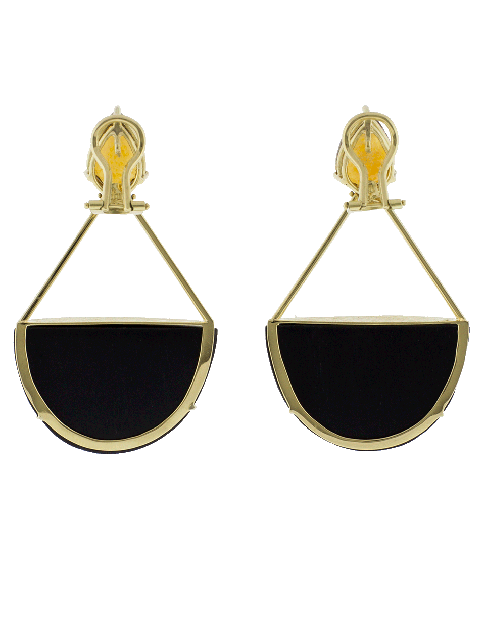 SILVIA FURMANOVICH-Marquetry Half Flower Citrine Earrings-YELLOW GOLD