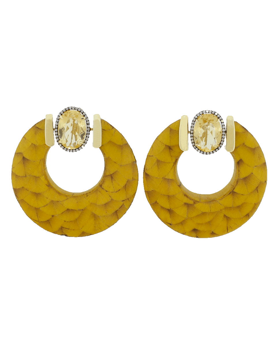 SILVIA FURMANOVICH-Marquetry Hoop Earrings-YELLOW GOLD