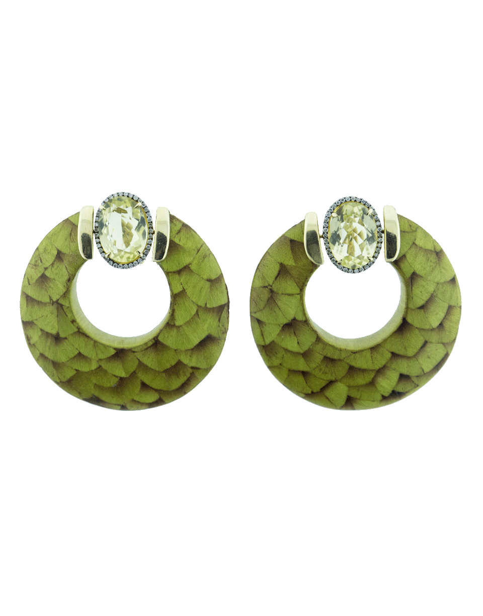 SILVIA FURMANOVICH-Marquetry Hoop Earrings-YELLOW GOLD