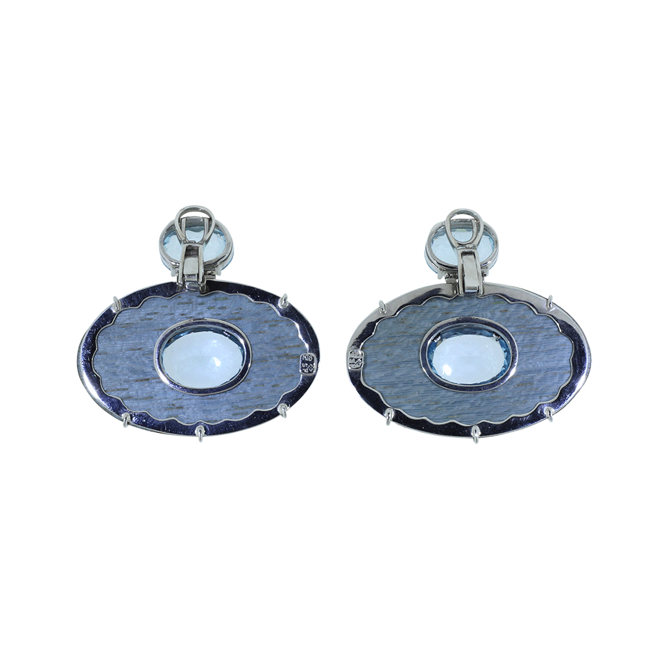 SILVIA FURMANOVICH-Marquetry Light Blue Oval Earrings-YELLOW GOLD