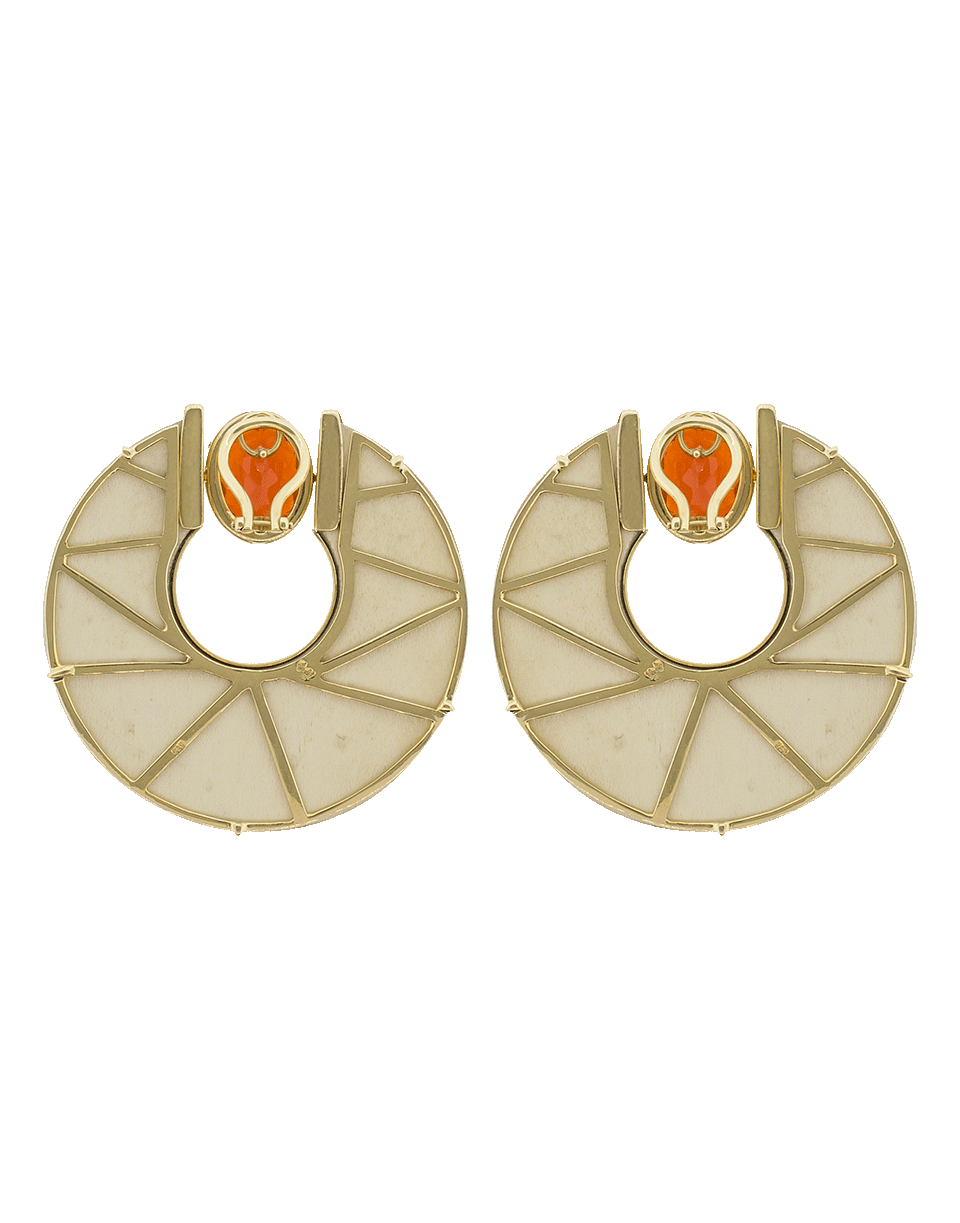 SILVIA FURMANOVICH-Marquetry Orange Flower Earrings-YELLOW GOLD