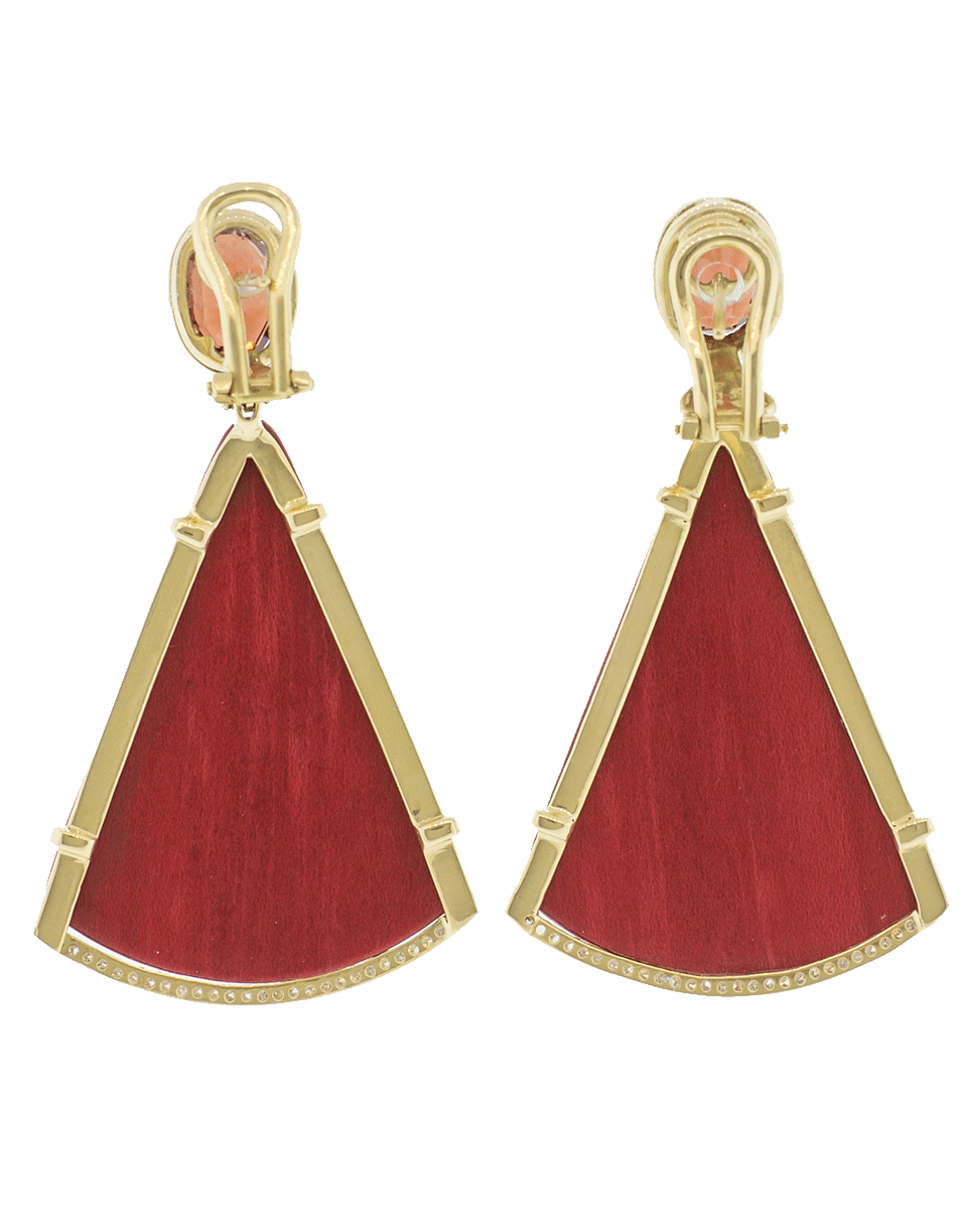 SILVIA FURMANOVICH-Marquetry Red Bird Earrings-YELLOW GOLD